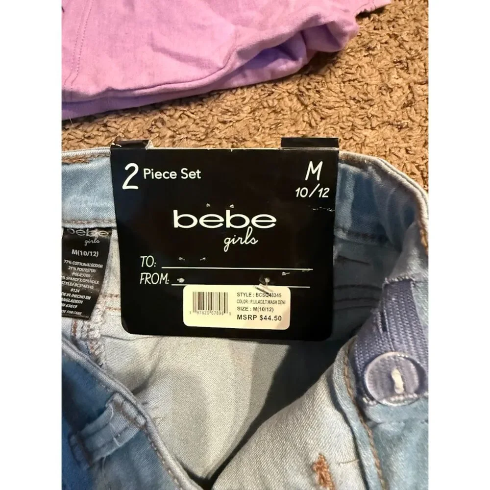 BEBE shirt and short set med 10/12